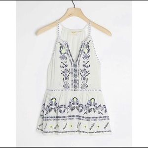 Anthropologie Neela Embroidered Halter Neck Top